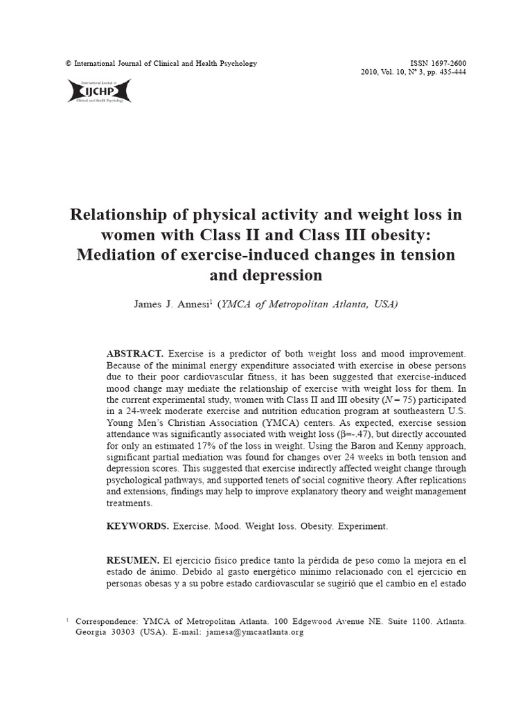 Relationship of Physical Activity and Weight Loss in | PDF | Major ...