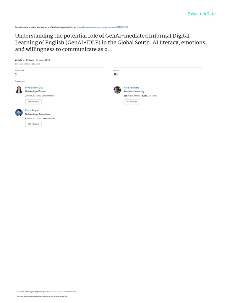 Understanding The Potential Role of Genai Mediated Informal Digital ...