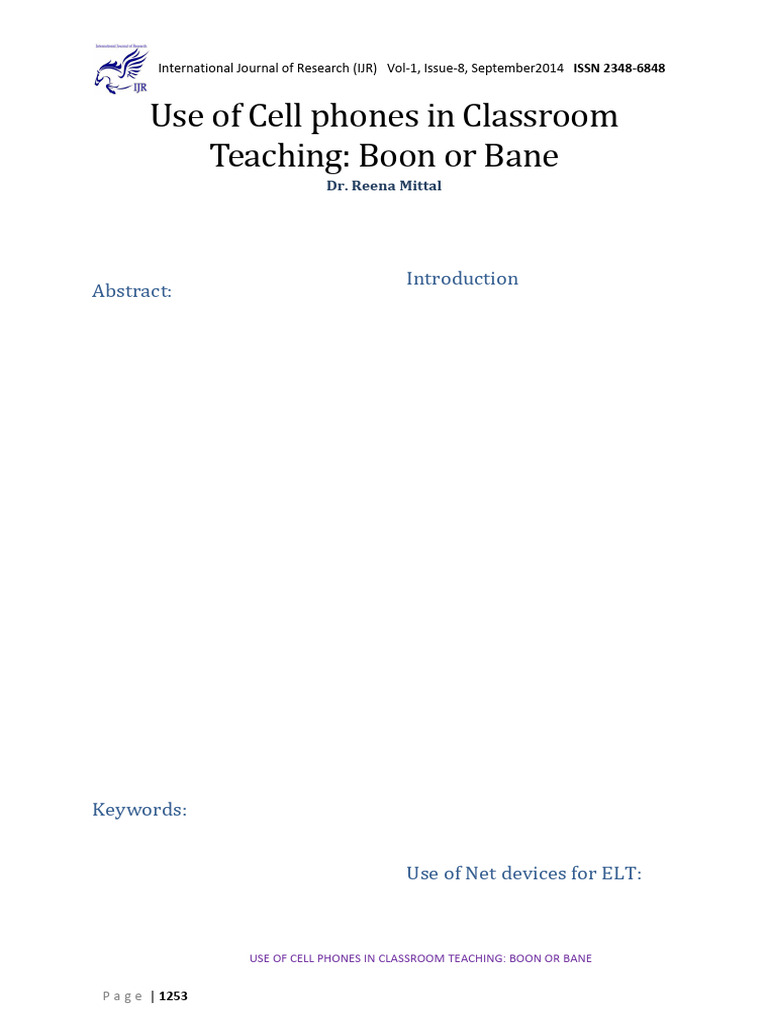 Cell Phones in Classroom Teaching: Pros & Cons | PDF | Mobile Phones ...