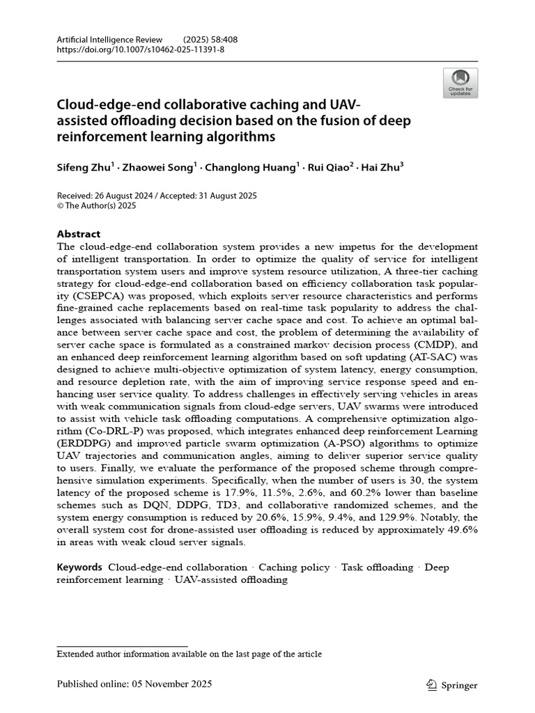 Cloud-Edge Caching for UAV Offloading | PDF | Cache (Computing ...