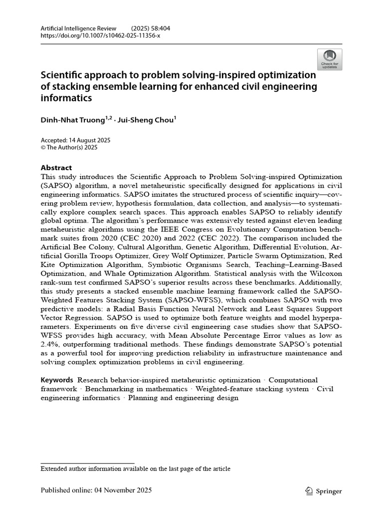 SAPSO: Optimizing Civil Engineering AI | PDF | Machine Learning ...
