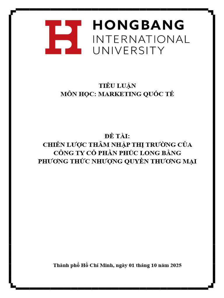 MARKETING QUỐC TẾ - NHÓM 6 - DM22DH-DM1 (1) | PDF