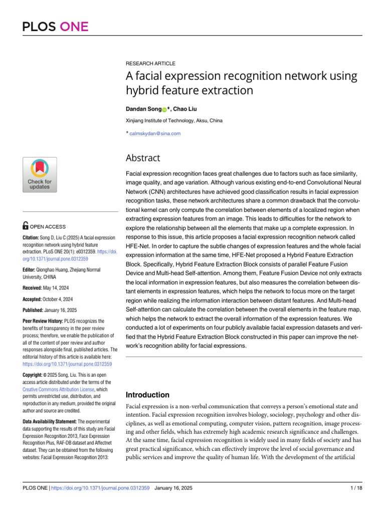 A Facial Expression Recognition Network Using Hybrid Feature Extraction ...