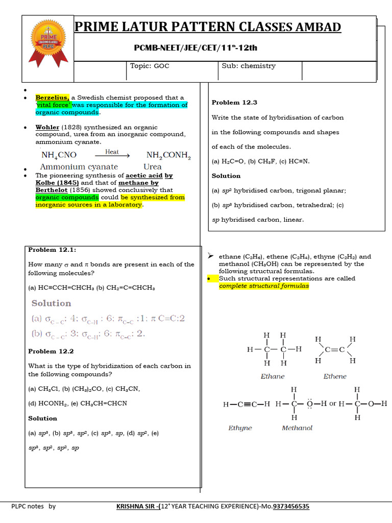Organic Chemistry Notes for NEET 2024 | PDF | Isomer | Alkene