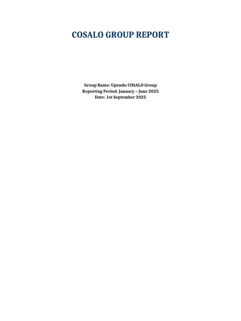 Upendo COSALO Group Progress Report 2025 | PDF | Interest | Loans