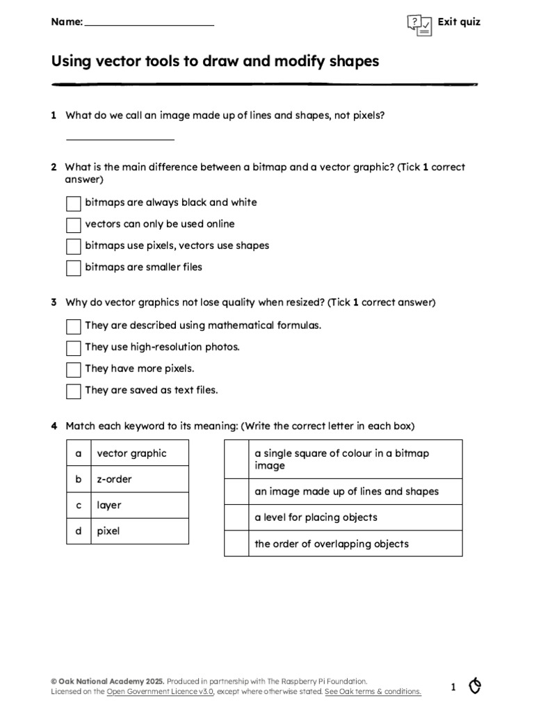 Vector Graphics Exit Quiz | PDF