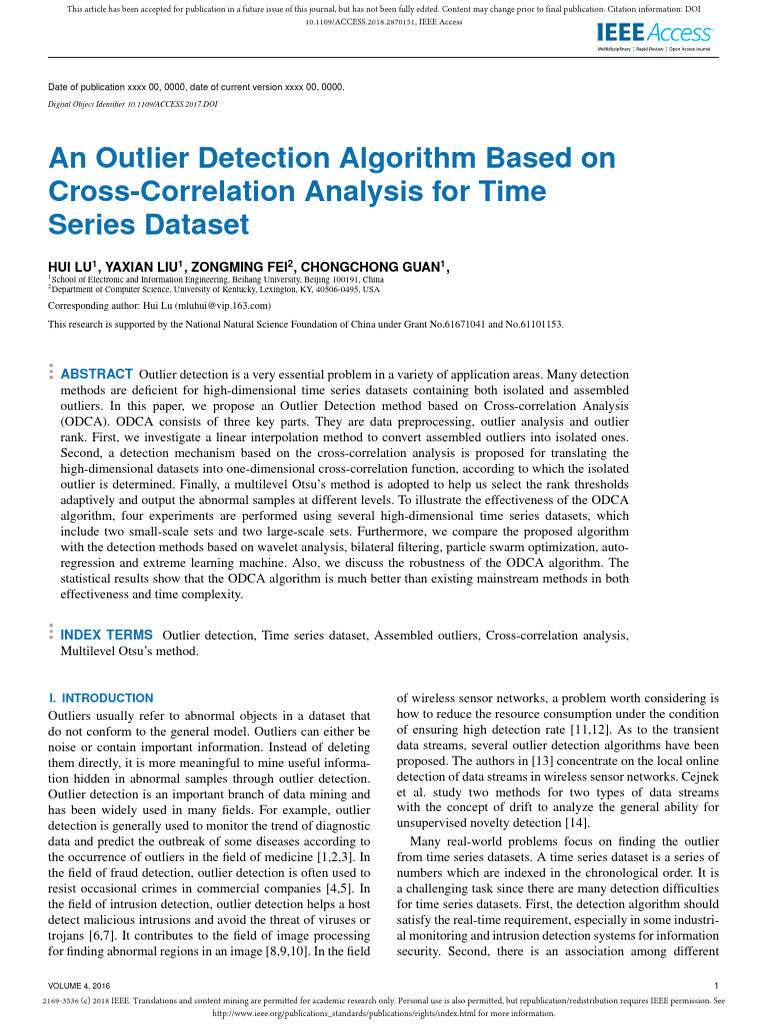 An Outlier Detection Algorithm Based on Cross-Corr | PDF | Outlier ...