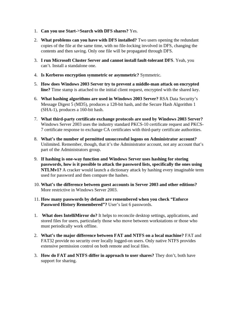 Windows Server 2003 Security & DFS Guide | PDF | Active Directory ...