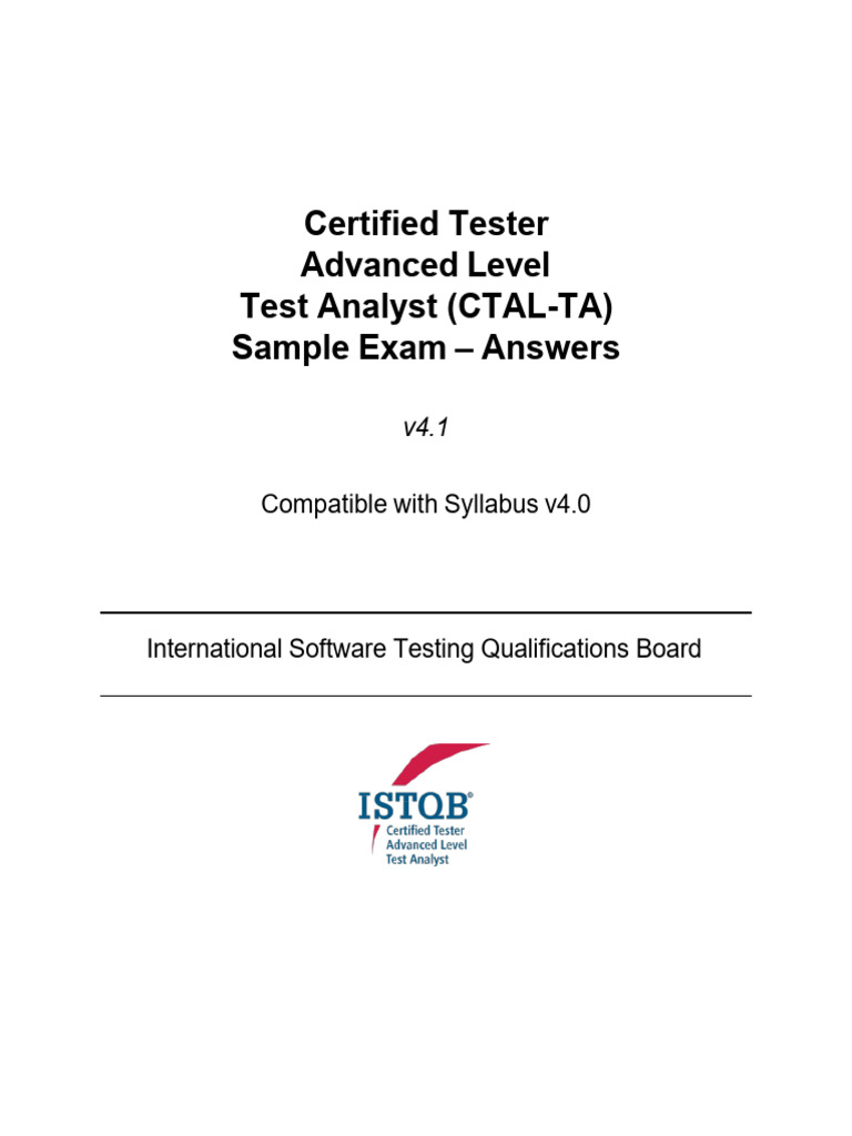 ISTQB CTAL-TA Sample Exam Answers | PDF | International Software ...