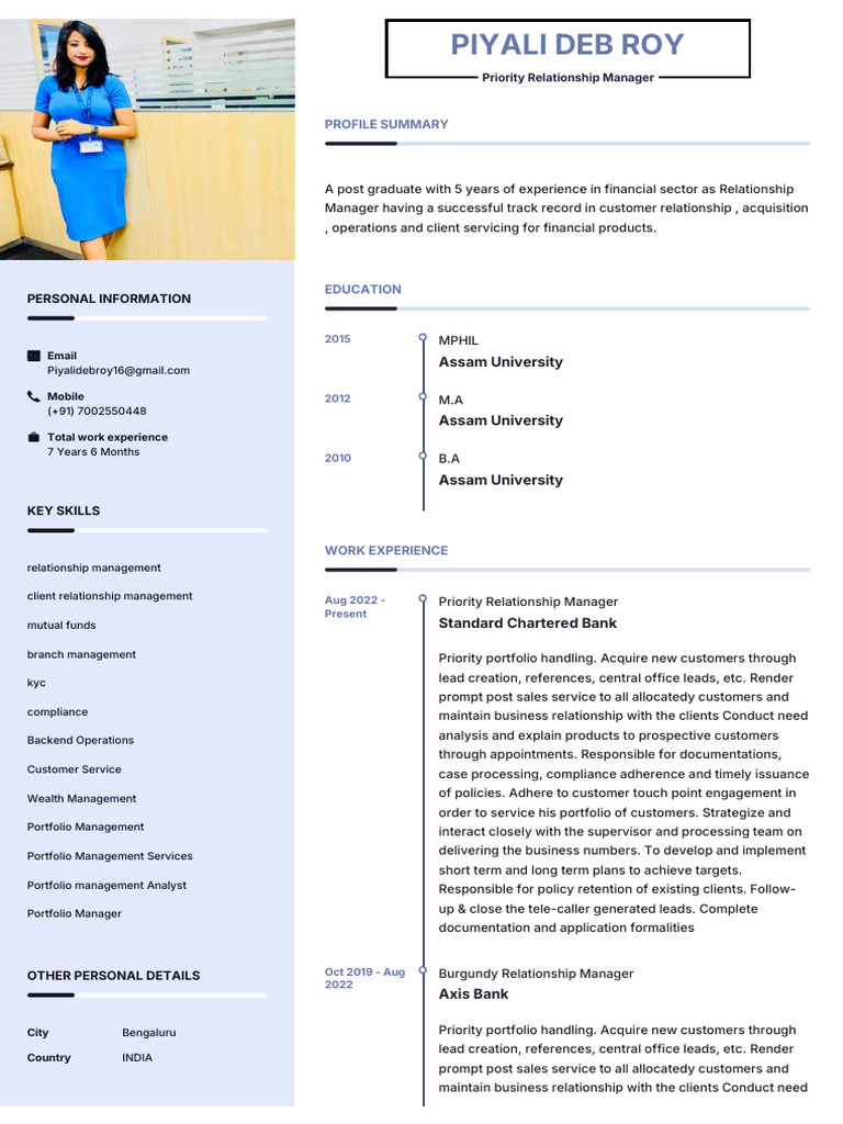 Financial Relationship Manager Profile | PDF | Business | Financial ...