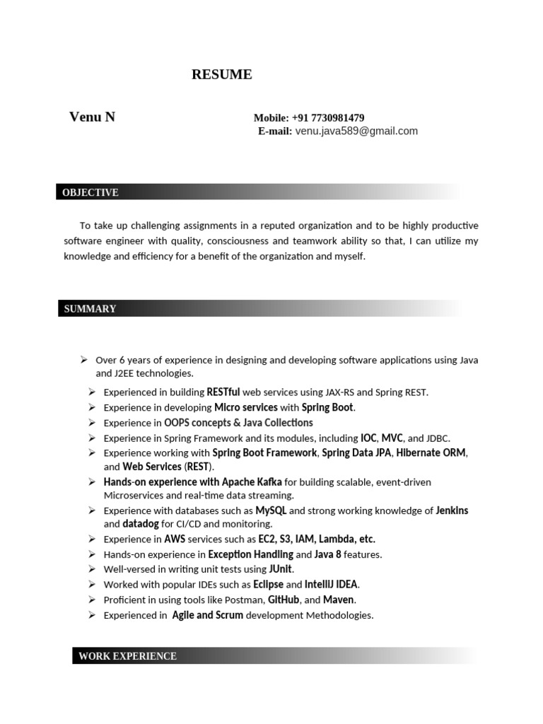 Java Developer Resume with Microservices Expertise | PDF | Ibm Db2 ...