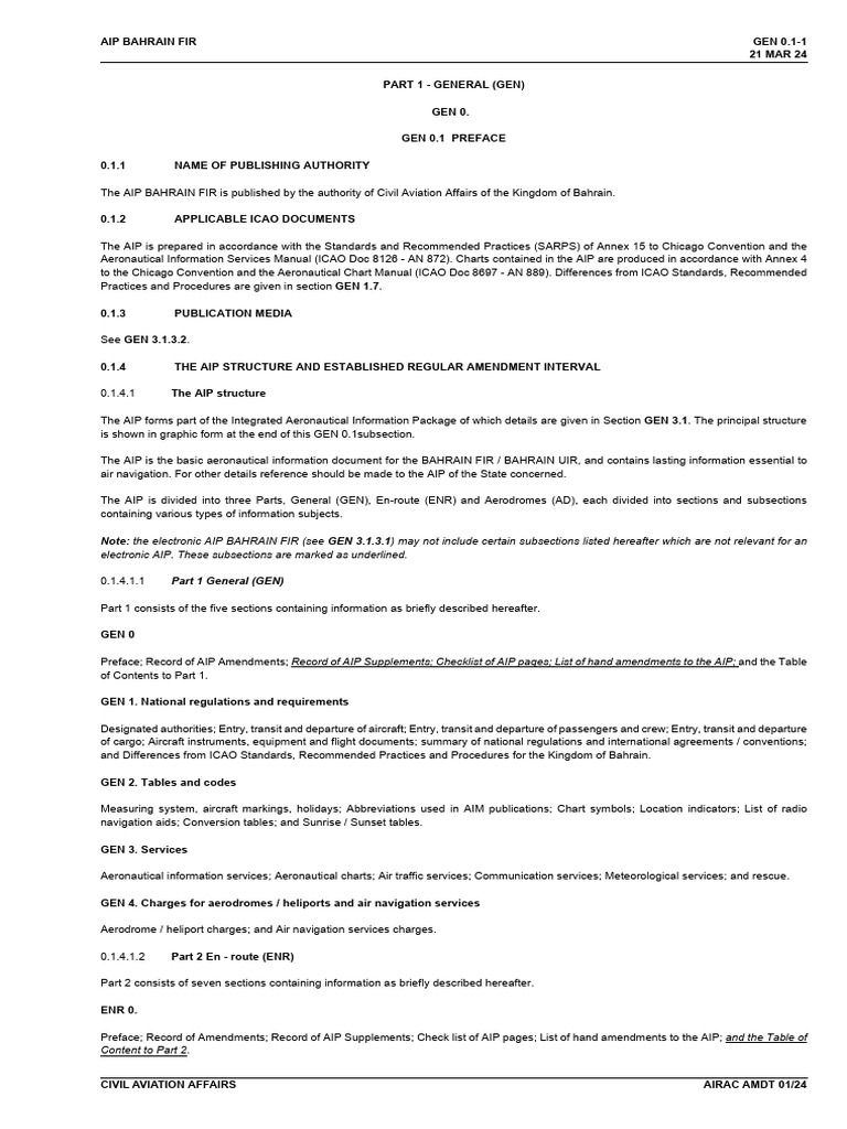 AIP Bahrain FIR Overview and Structure | PDF | Air Traffic Control ...