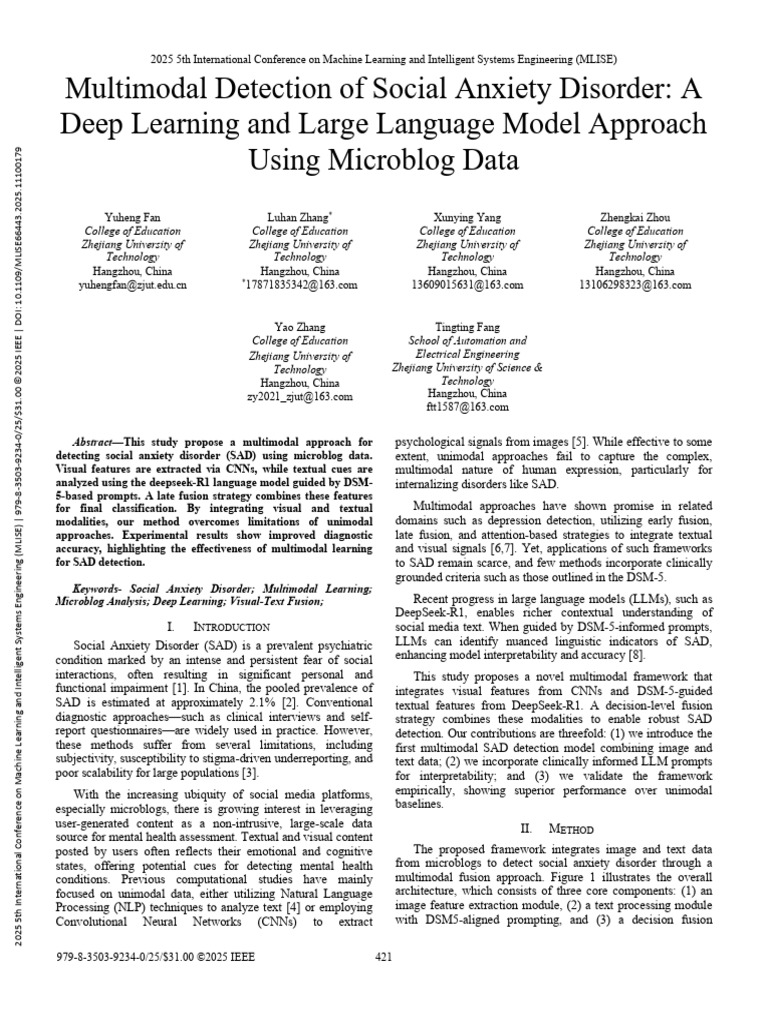 2025 IEEEConf Multimodal Detection of Social Anxiety Disorder A Deep ...