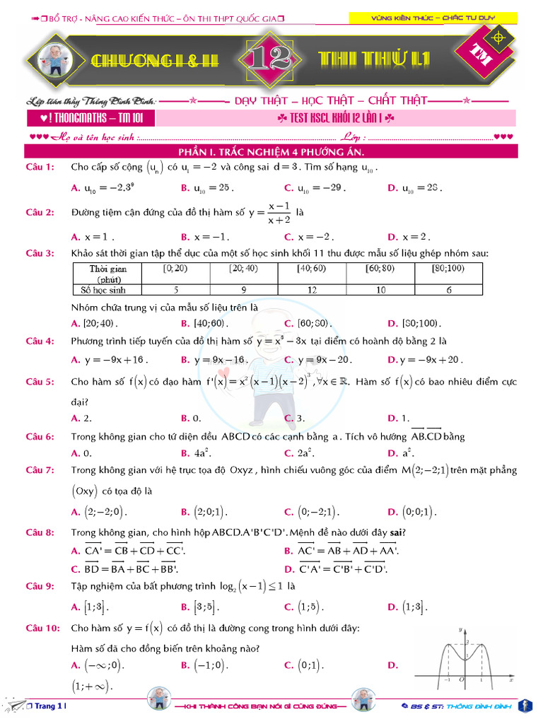 TM4 101 Thi Thu KSCL Lan 1 2025 NC | PDF