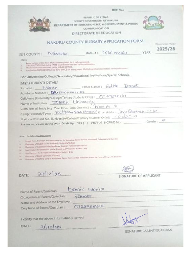 Bursary Application Form | PDF