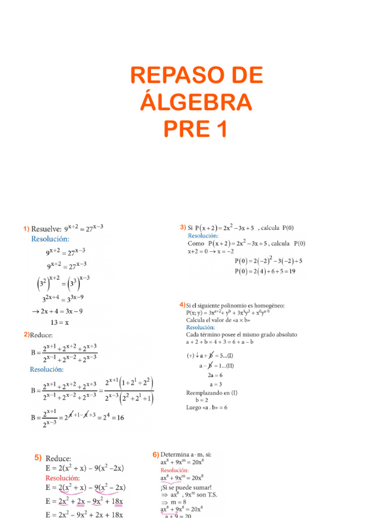 Repaso Pre 1 Algebra | PDF