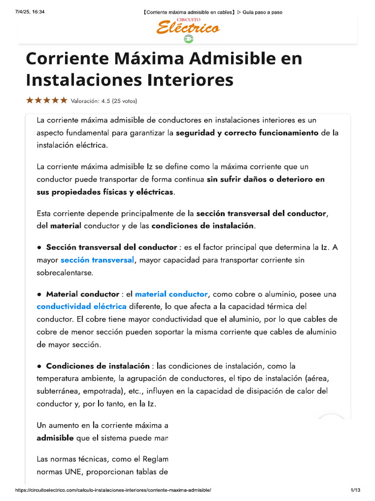 54455intensidad Maxima Admisible234567 | PDF