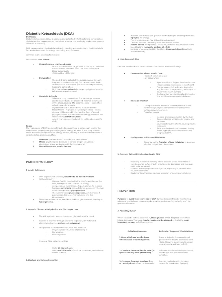 Understanding Diabetic Ketoacidosis (DKA) | PDF | Dehydration ...
