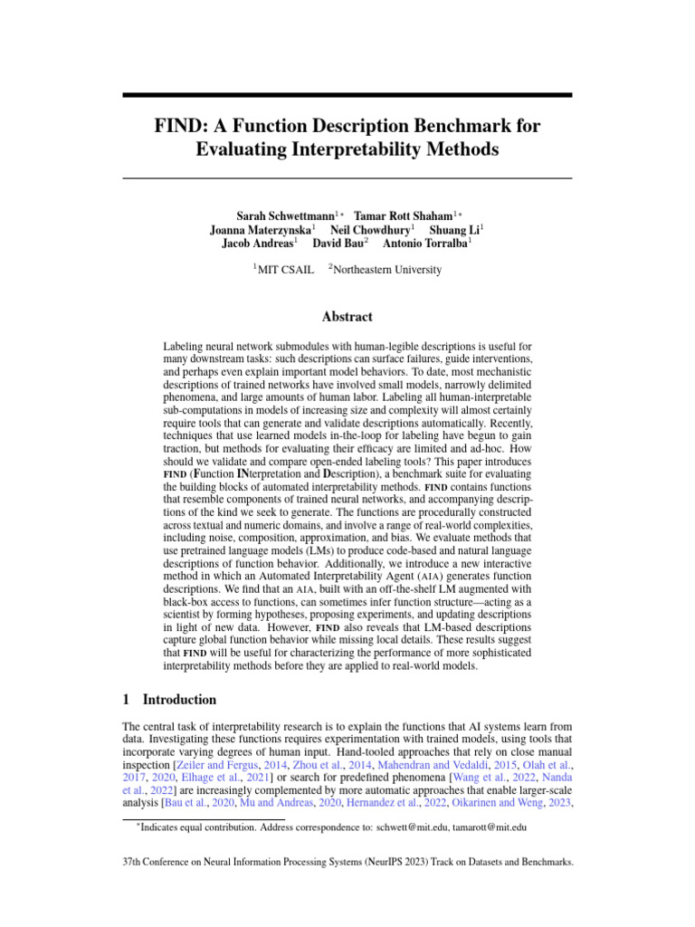 FIND: Benchmark for AI Interpretability | PDF | Function (Mathematics ...