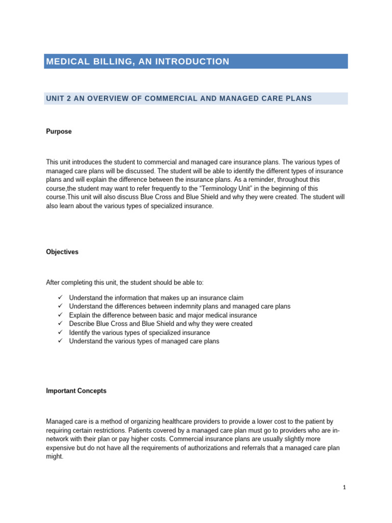 Overview of Commercial Insurance Plans | PDF | Managed Care | Health ...