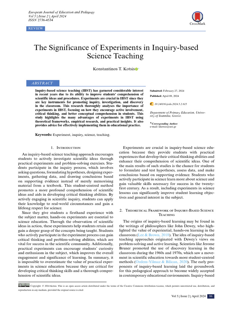 Importance of Experiments in IBST | PDF | Inquiry Based Learning ...