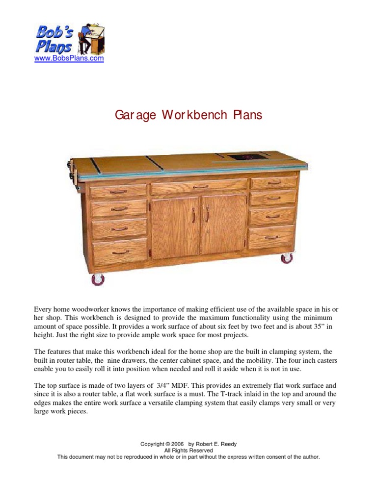 Garage Workbench Plans | PDF | Cabinetry | Equipment
