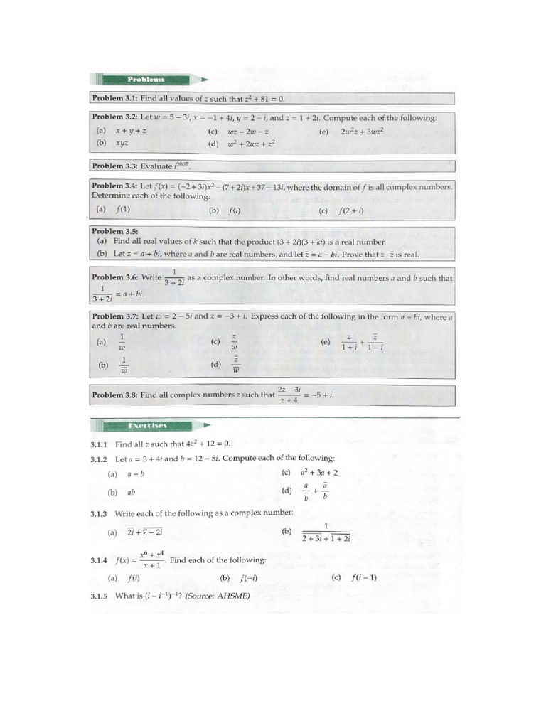 3.1 Arithmetic of Complex Numbers C | PDF