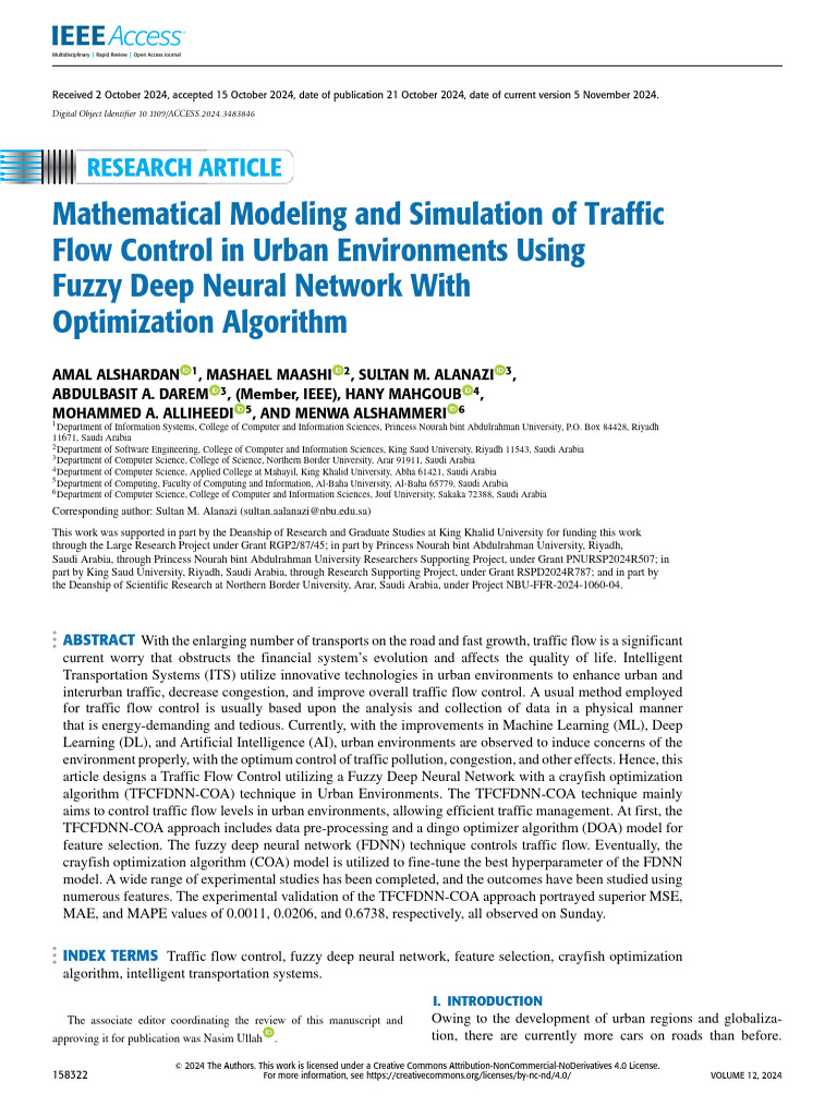 Mathematical Modeling and Simulation of Traffic Flow Control in Urban ...