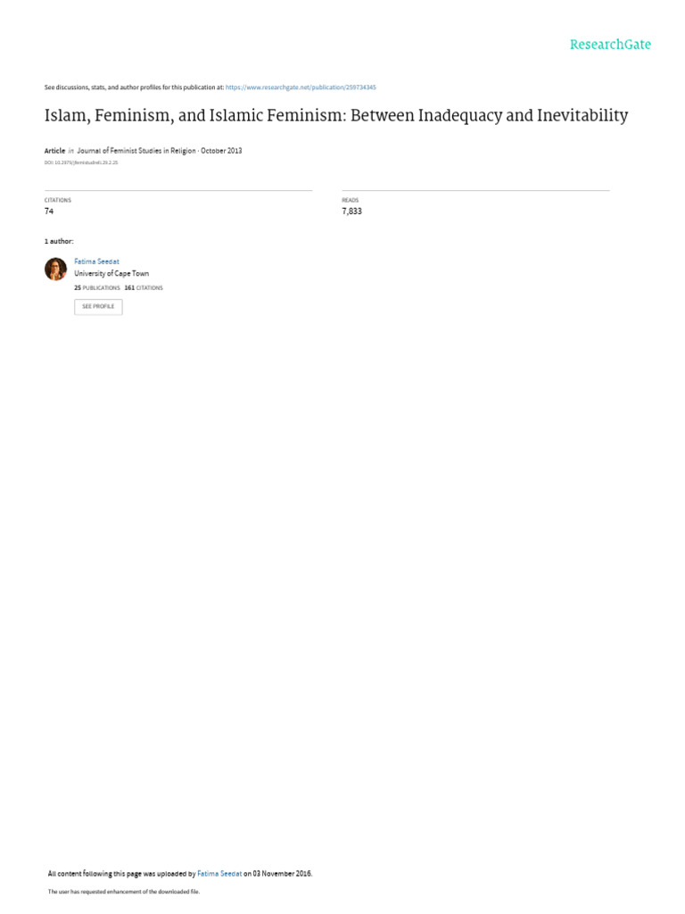 Islam and Feminism: A Critical Analysis | PDF | Feminism | Gender Studies