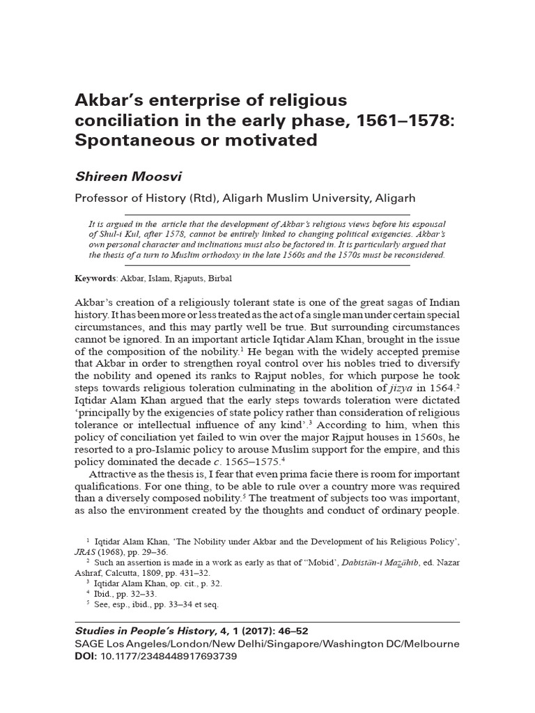 Shireen Moosvi Akbar's Enterprise of Religious Reconciliation | PDF