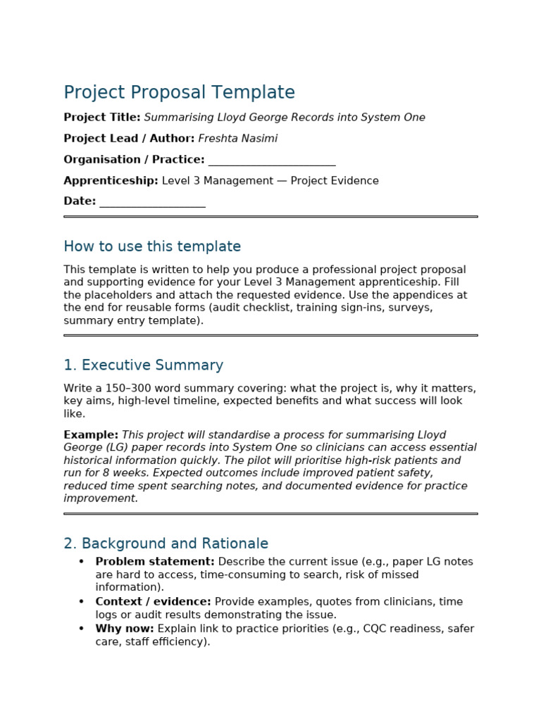 Project Proposal for Lloyd George Records | PDF | Audit | Performance ...