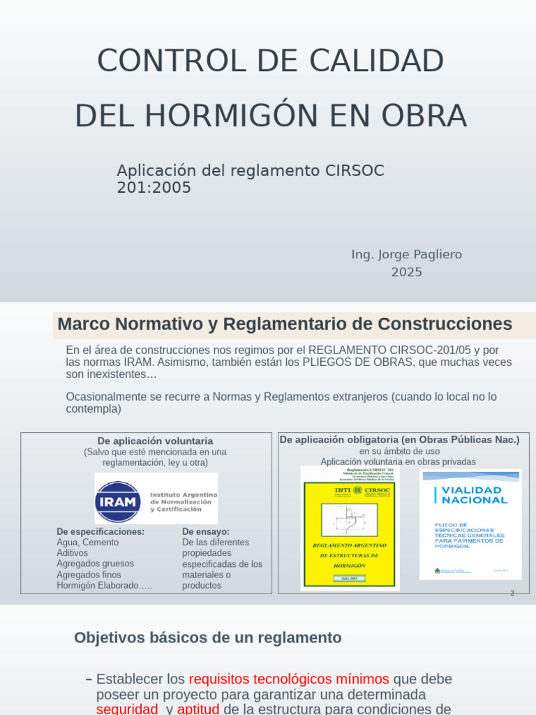 Control de Calidad del Hormigón según CIRSOC 201/05 | PDF | Hormigón ...