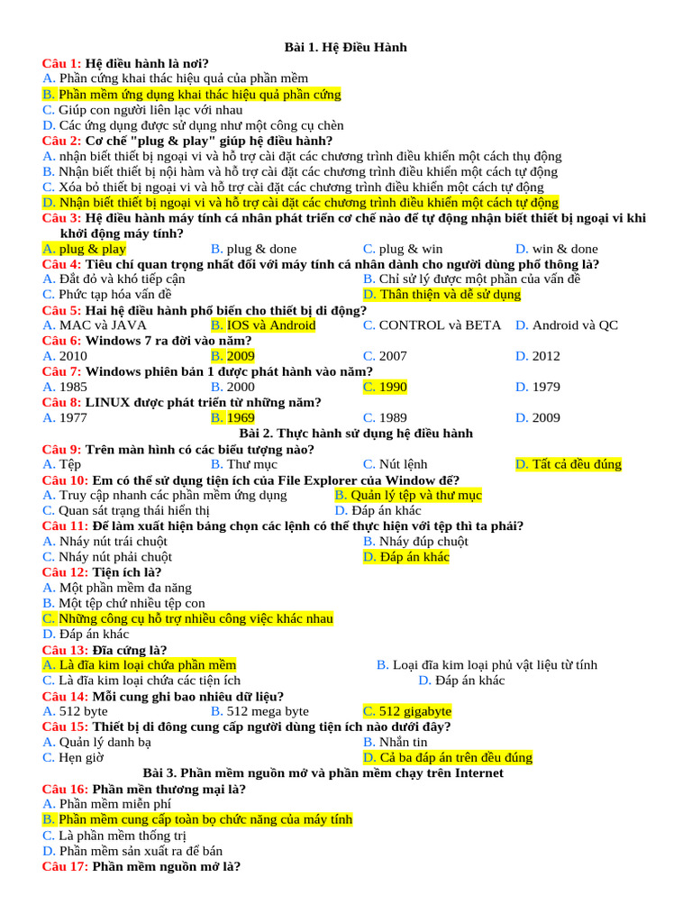 Đêf Thi Gi A Kì 1 Tin 11 | PDF