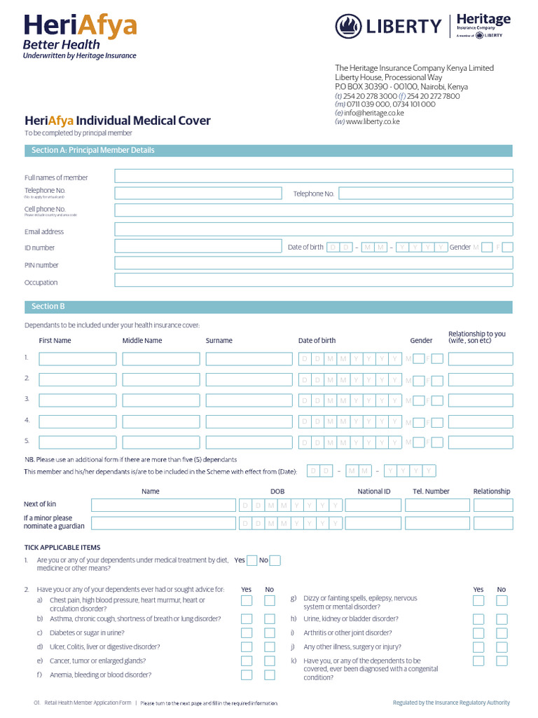 Heritage Health Member Application Form | PDF | Insurance | Medicine