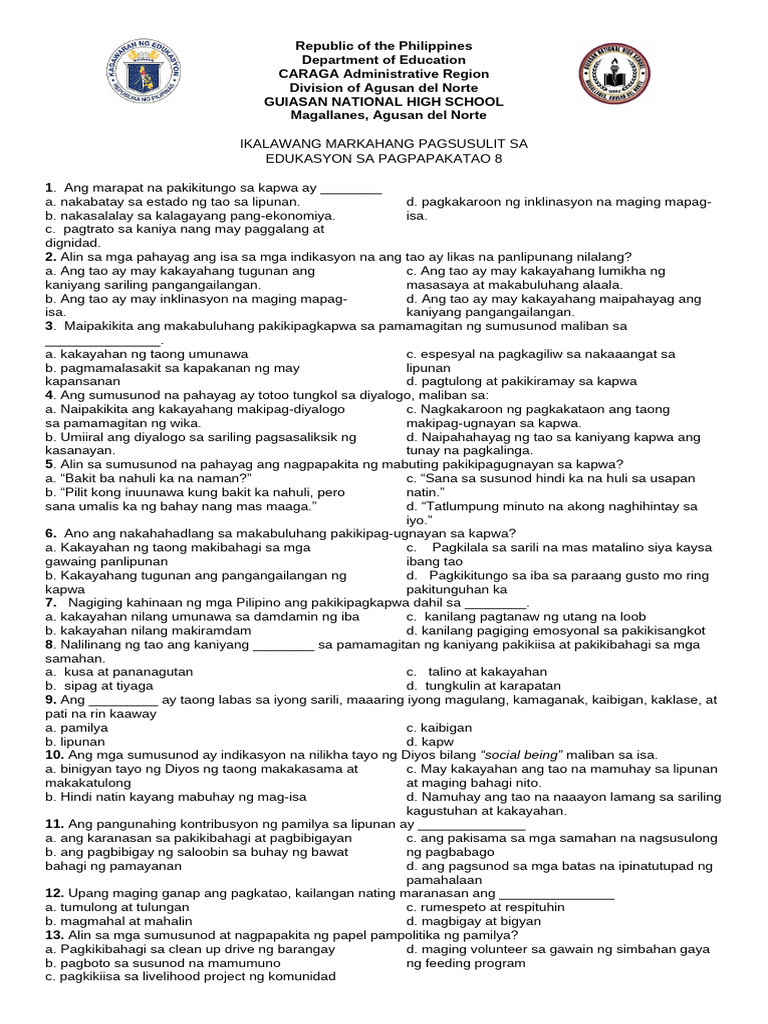 Grade 8 ESP | PDF