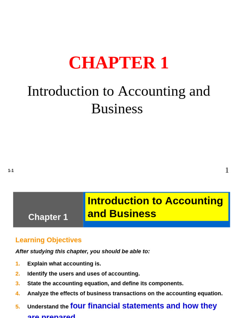 FA I Chapter 1 Accounting in Action | PDF | Equity (Finance) | Expense