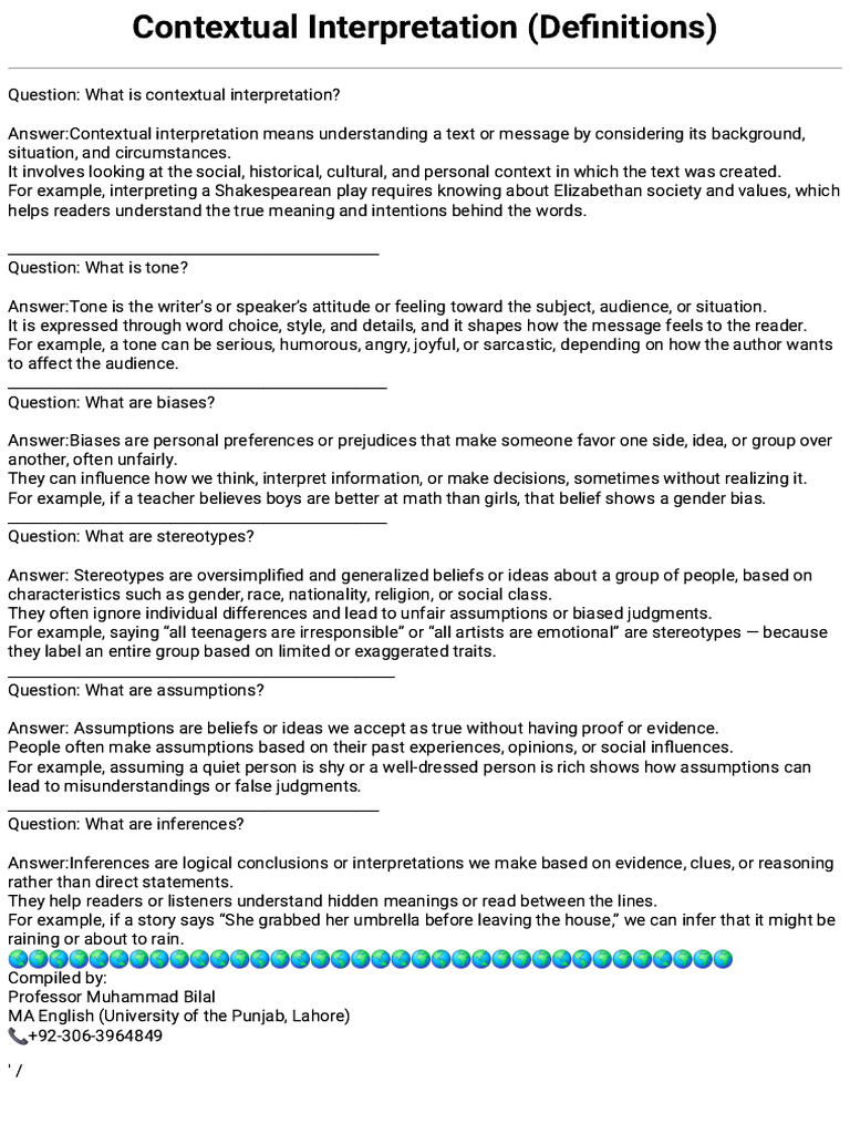 Understanding Contextual Interpretation | PDF | Bias | Stereotypes