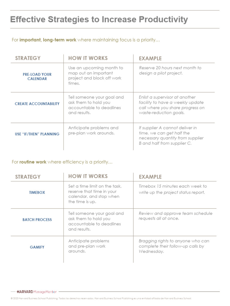 Strategies To Increase Productivity | PDF