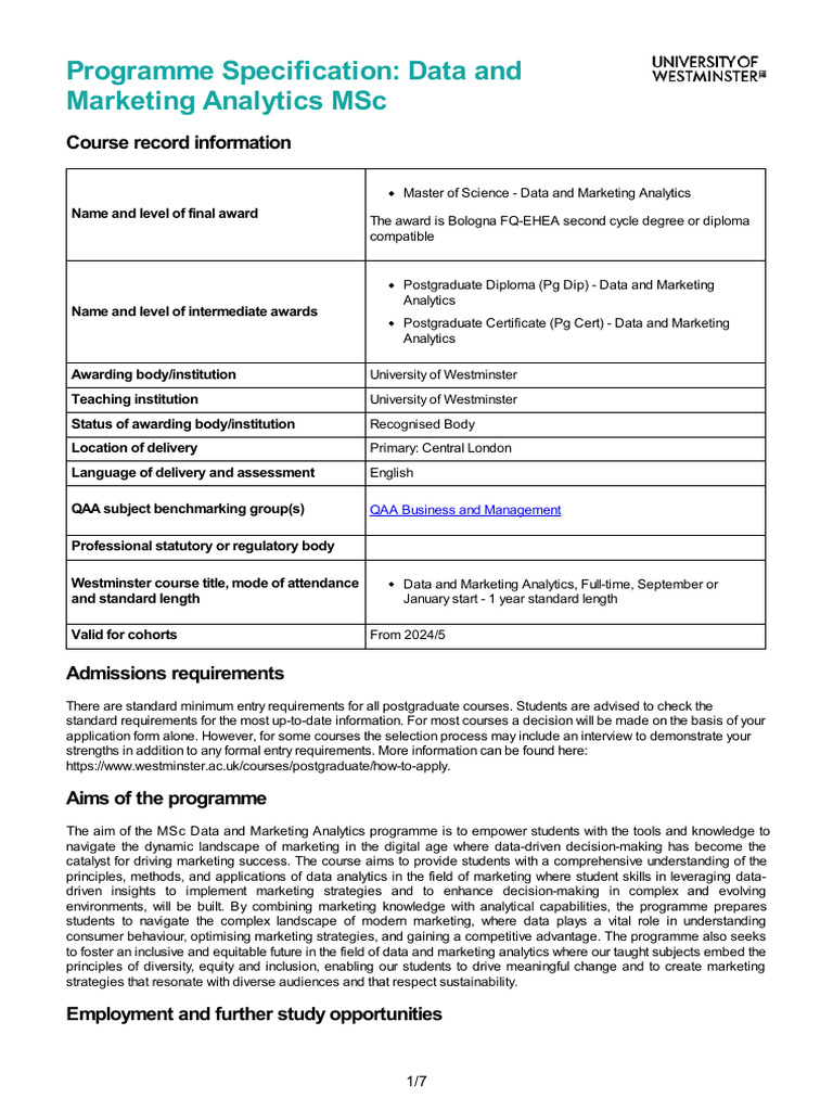 Data and Marketing Analytics MSC 2026 27 | PDF | Analytics ...