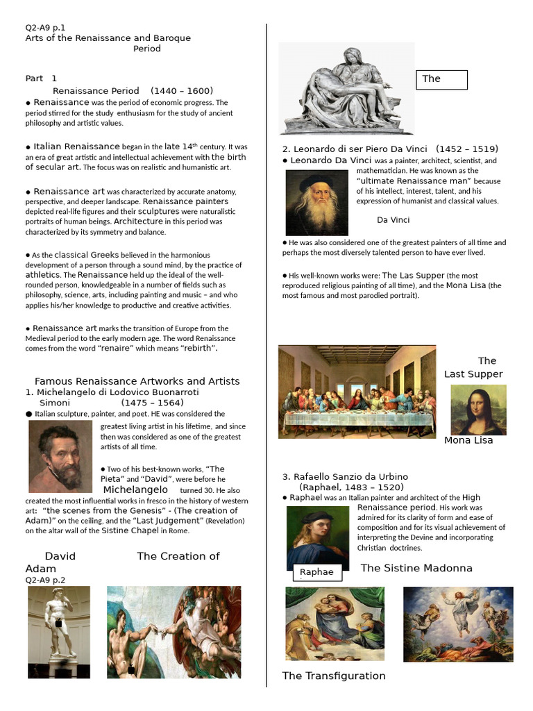 q2 A9 Arts of The Renaissance and Baroque Period | PDF | Raphael ...