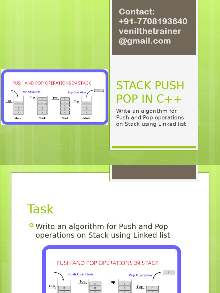 Stack Push Pop Algorithm CPP | PDF