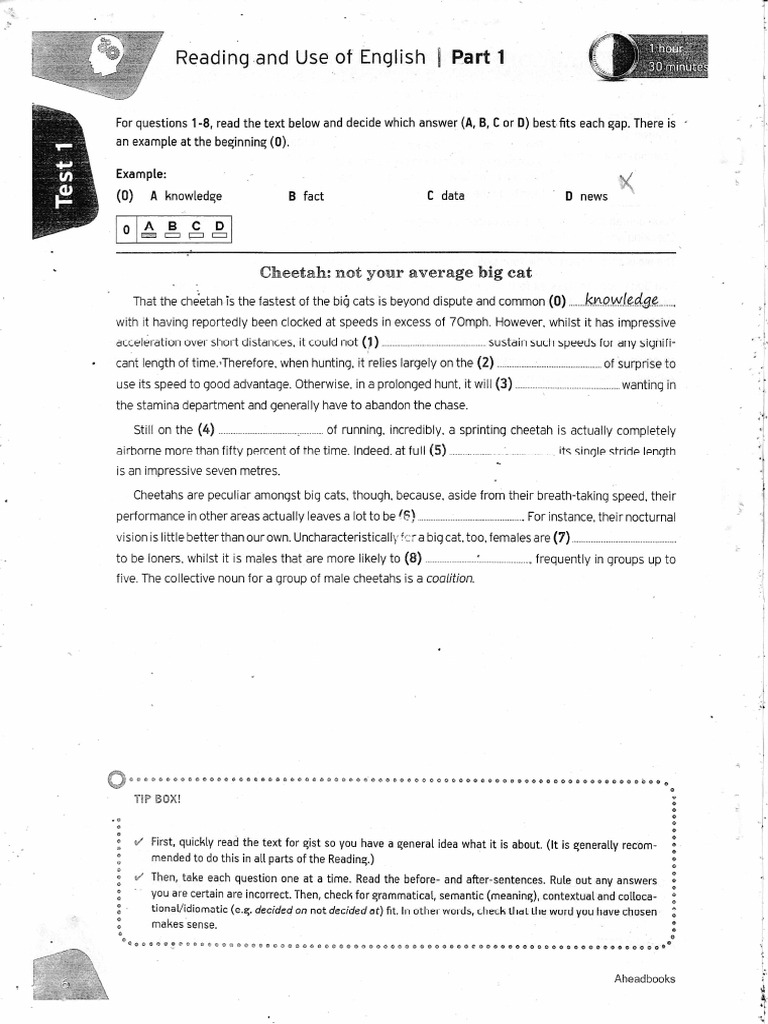 Test 1 Reading, listening chọn lọc | PDF