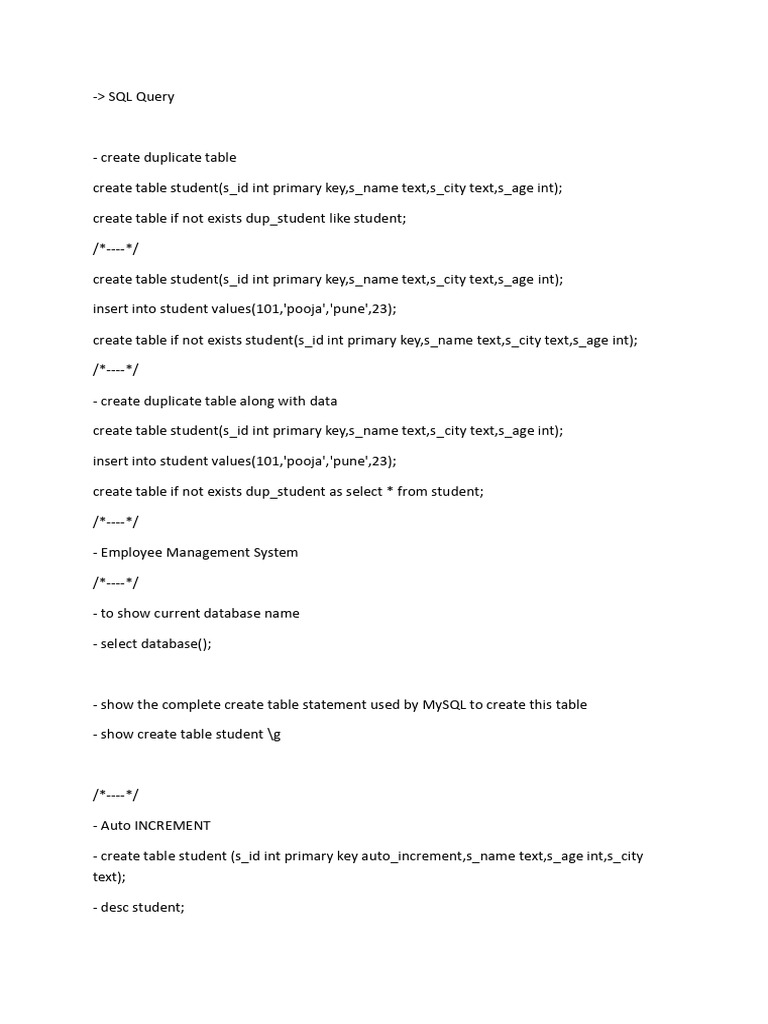SQL Query | PDF | Table (Database) | Database Index