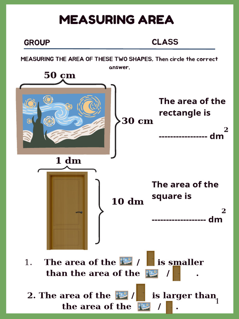 Green Illustrated Measuring Length Math Worksheet (3) | PDF