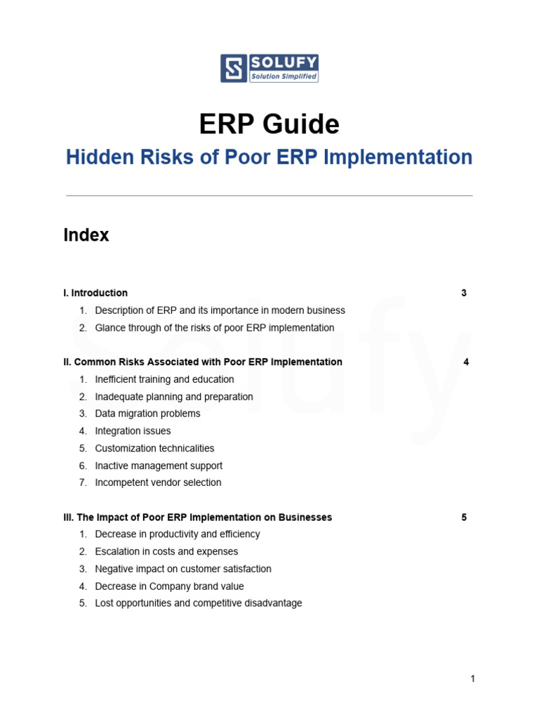 Risks of Poor ERP Implementation | PDF | Enterprise Resource Planning ...