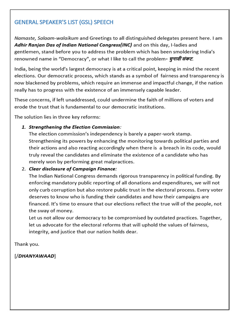 GSL Speech | PDF