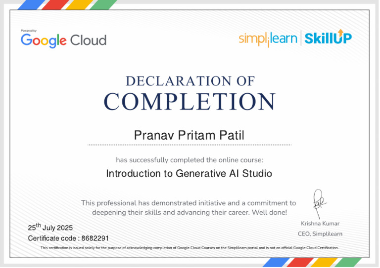 Introduction To Generative AI Studio 8682291-1 | PDF