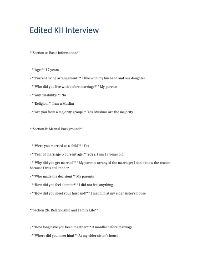 Insights on Early Marriage and Education | PDF | Marriage | Husband