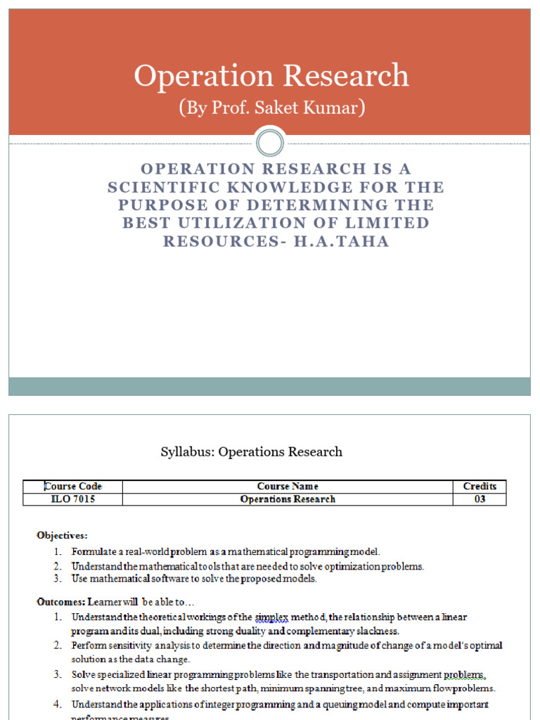 Operations Research Resource Optimization | PDF