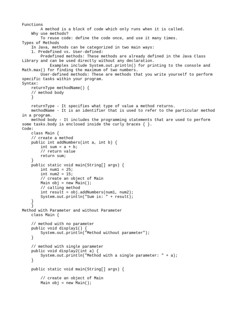 Understanding Java Methods and Syntax | PDF